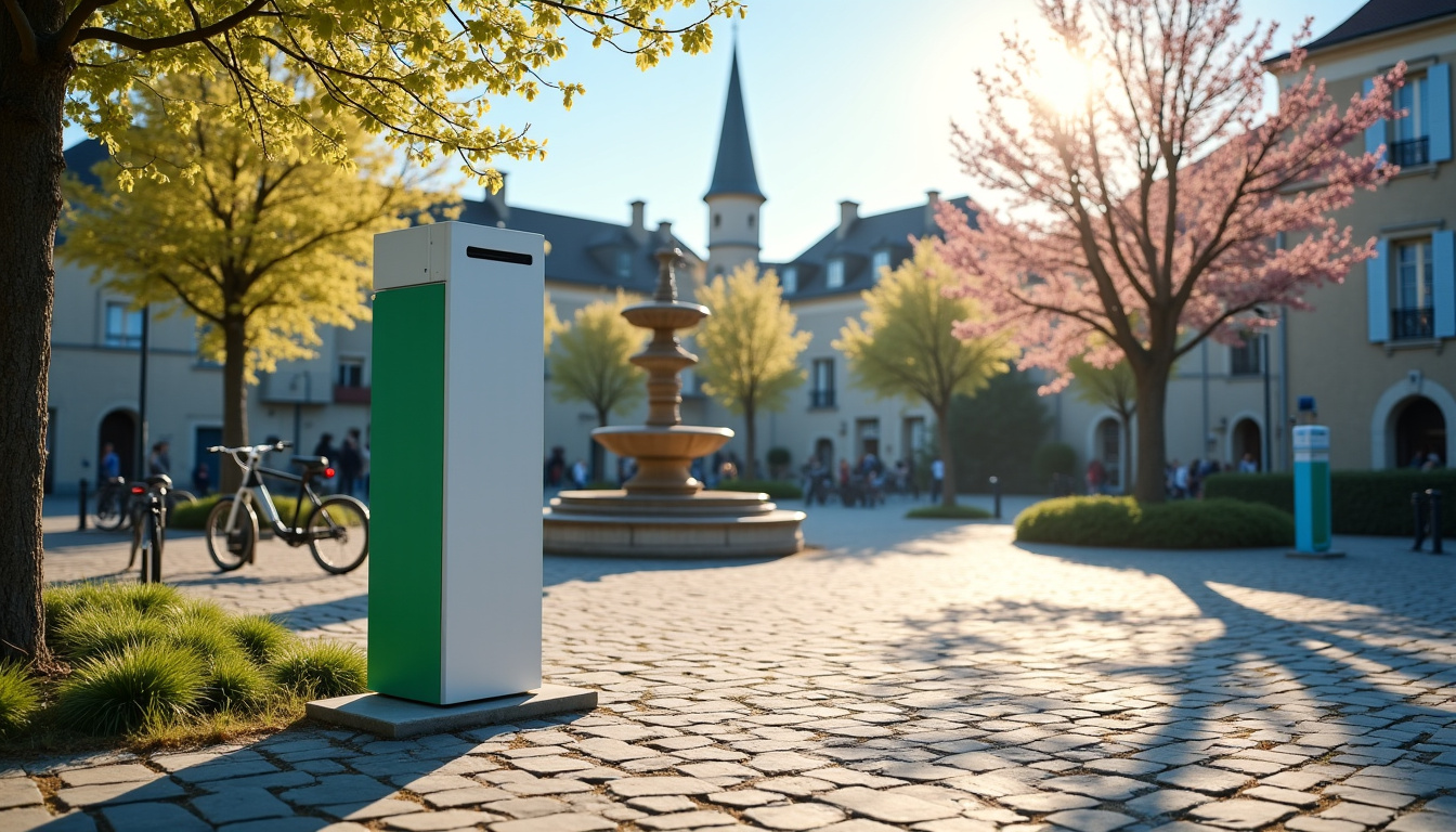 Borne de recharge publique située sur la place de l