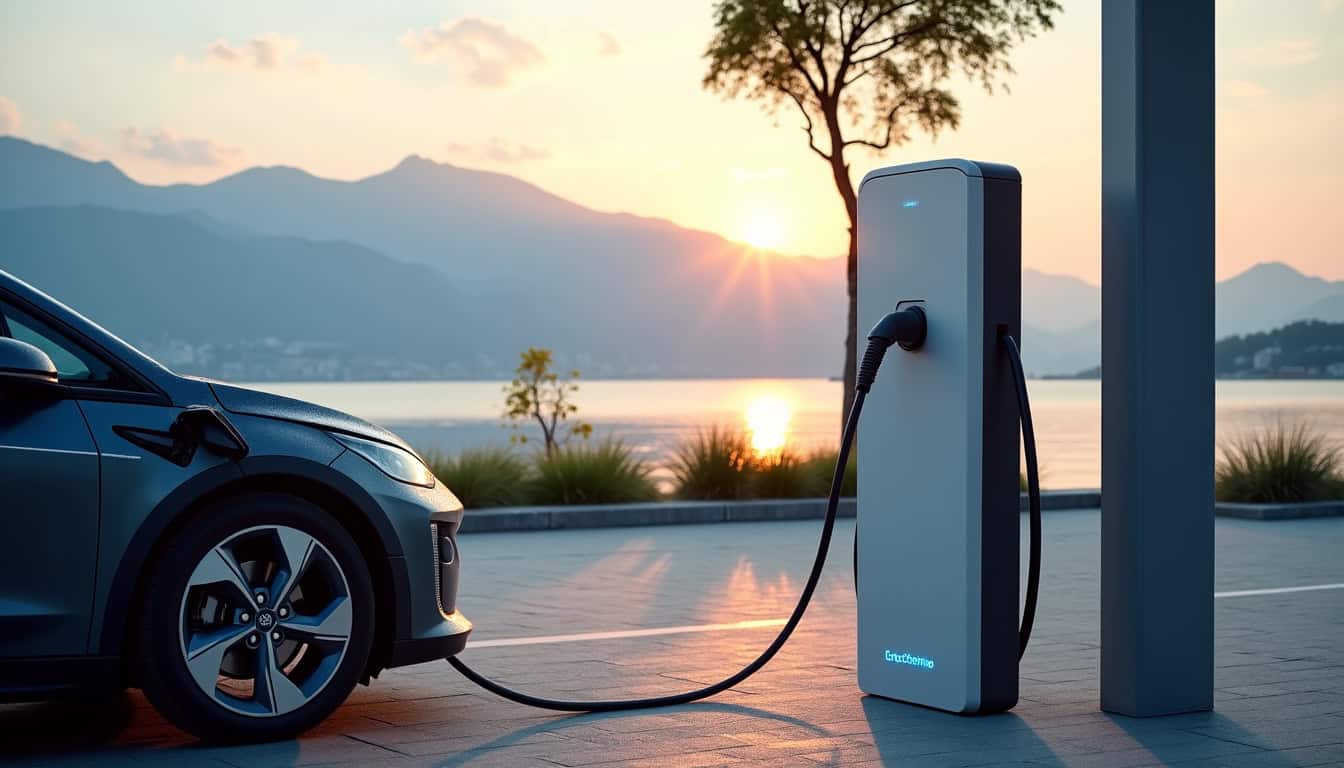 Borne de recharge publique sur l’Avenue de la Plage à Excenevex