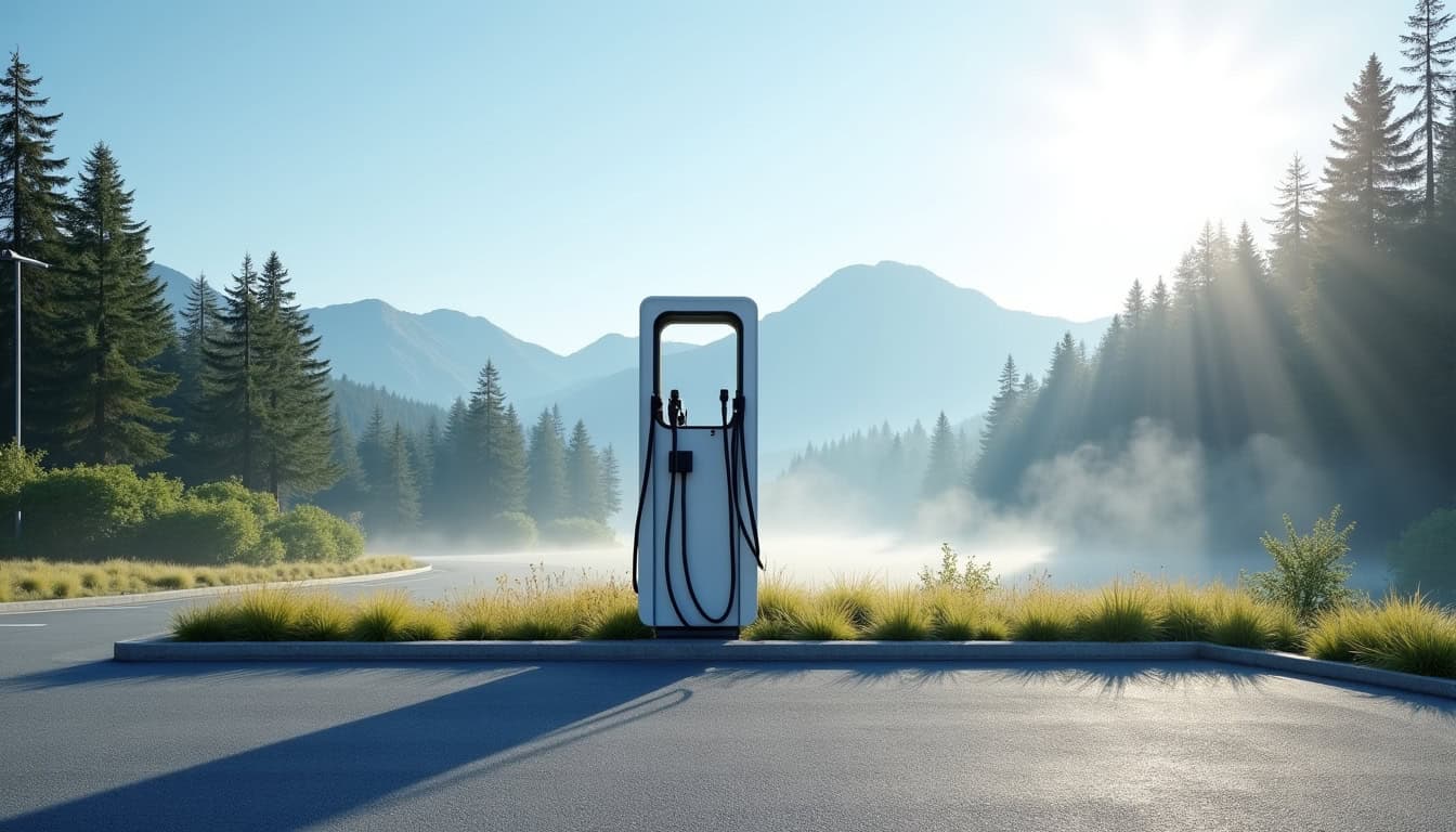 Borne de recharge publique sur le parking de la Jacobine à Le Sappey-en-Chartreuse