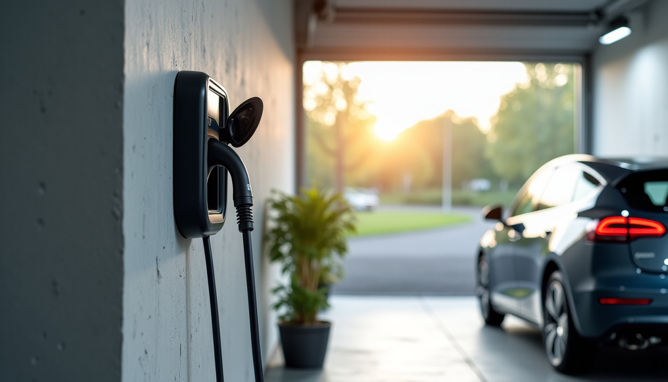 Borne électrique installée et fonctionnelle dans un garage à Fenain