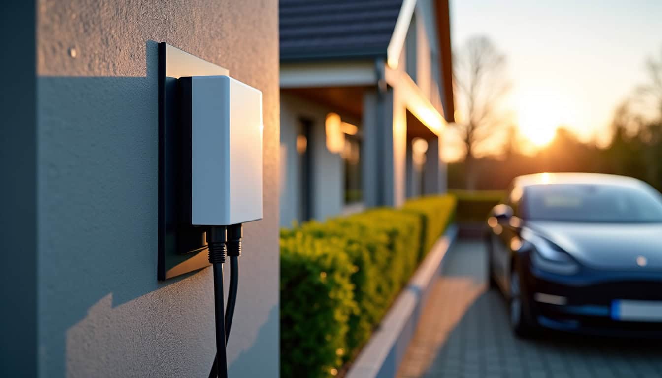 Borne électrique installée sur la façade d