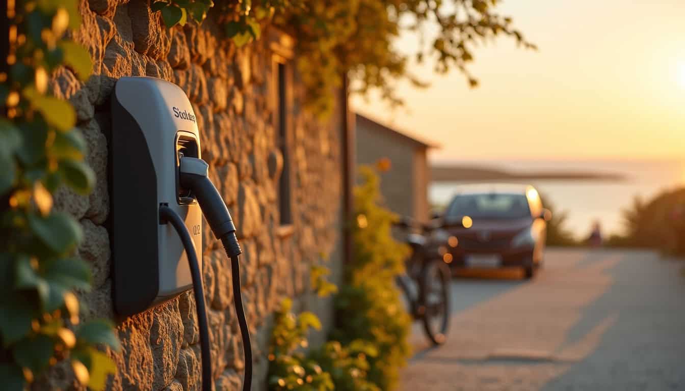 Borne électrique installée sur la façade d