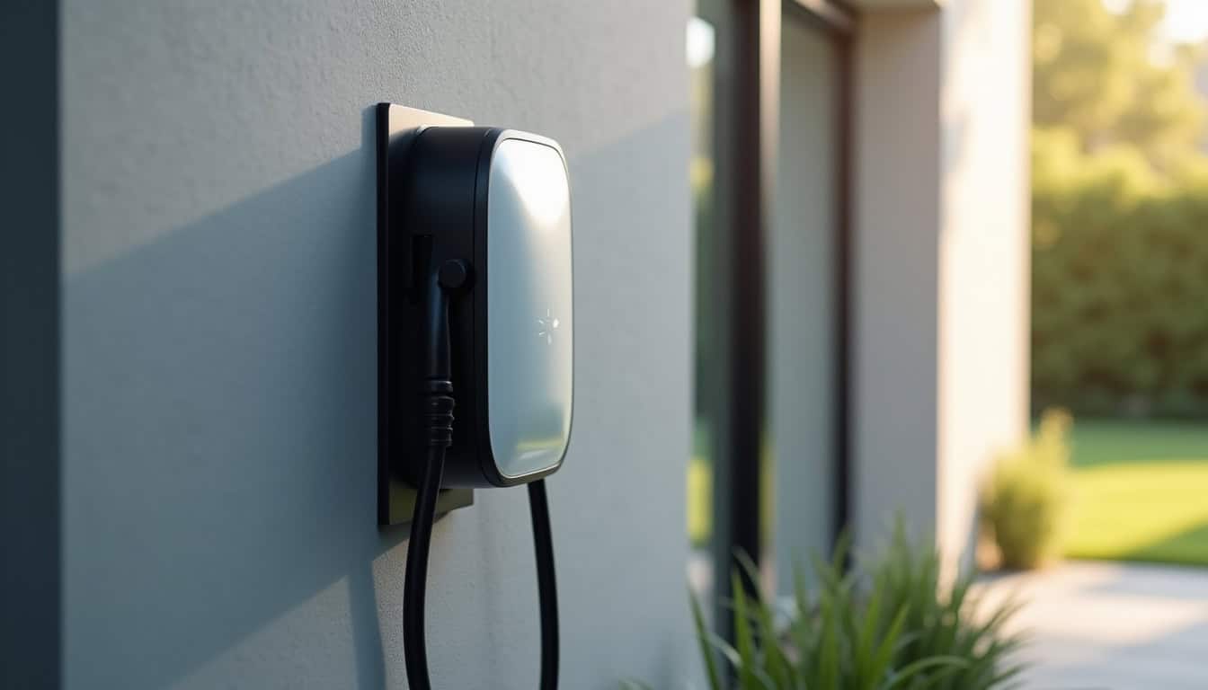 Borne électrique installée sur le mur extérieur d