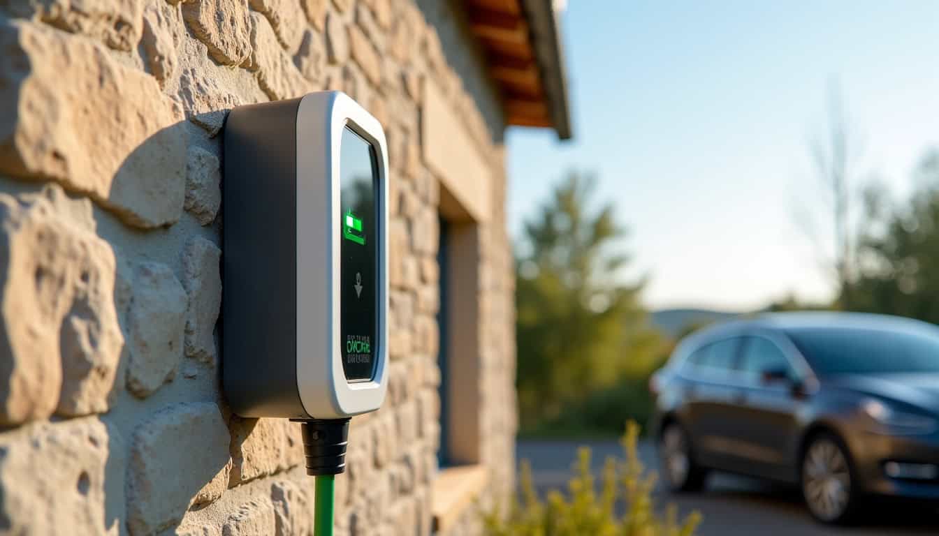 Borne électrique installée sur un mur extérieur à Hames-Boucres