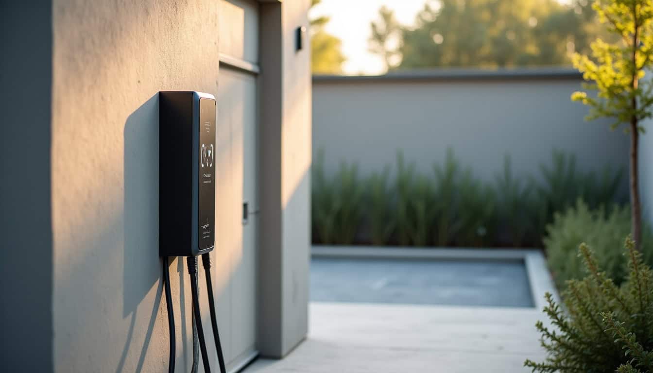 Borne électrique installée sur une place de stationnement en copropriété à Saint-Parres-aux-Tertres