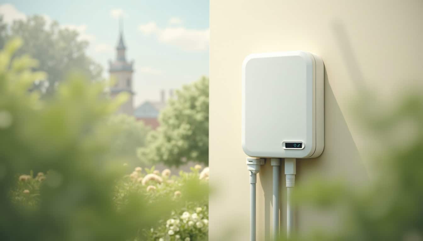 Borne électrique murale installée sur un mur extérieur d