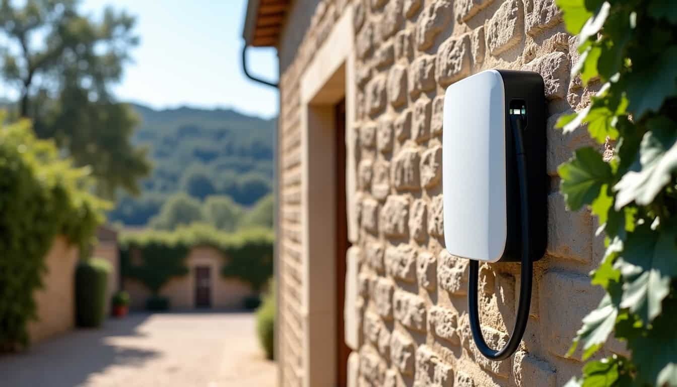 Borne murale installée sur un mur extérieur à Mirabel-et-Blacons