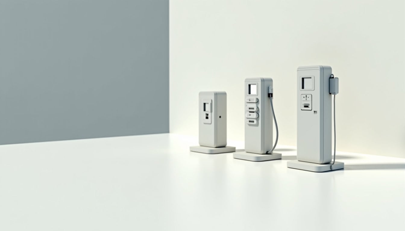 Comparaison des différents types de bornes de recharge électrique: prise renforcée, wallbox, borne rapide