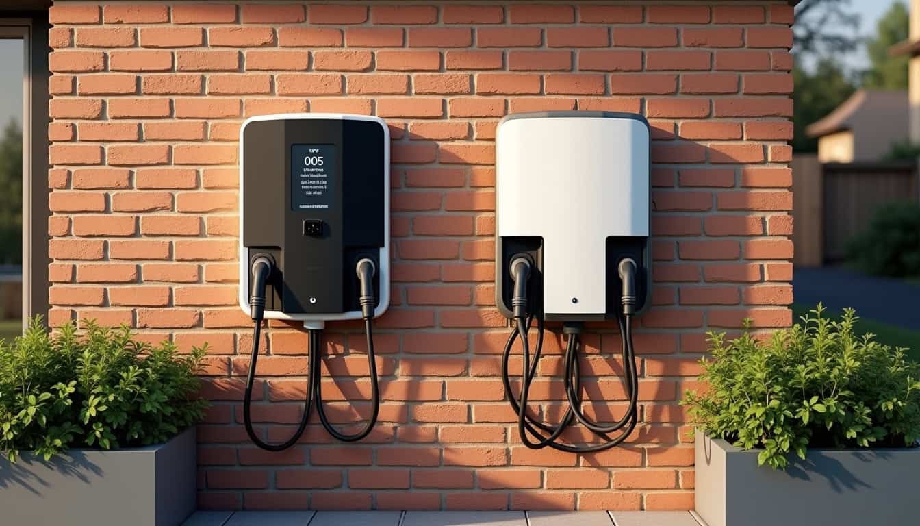 Comparaison visuelle de différents modèles de bornes de recharge pour véhicules électriques