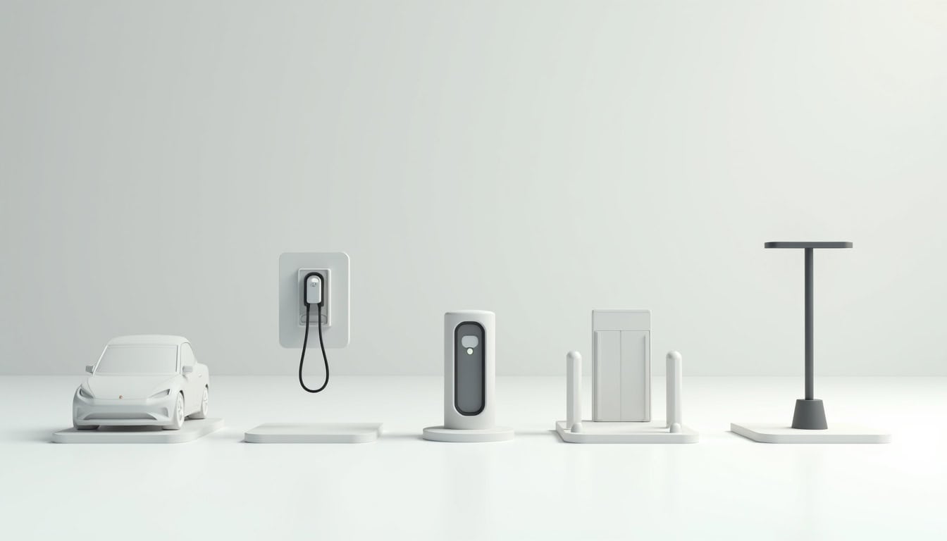 Comparaison visuelle des différents modèles de bornes de recharge pour véhicules électriques