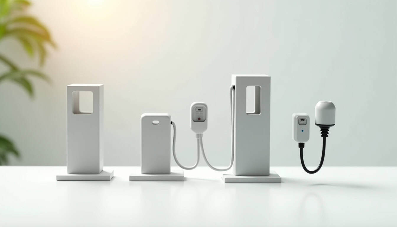 Comparaison visuelle des différents types de bornes de recharge électrique disponibles pour une installation à Sada