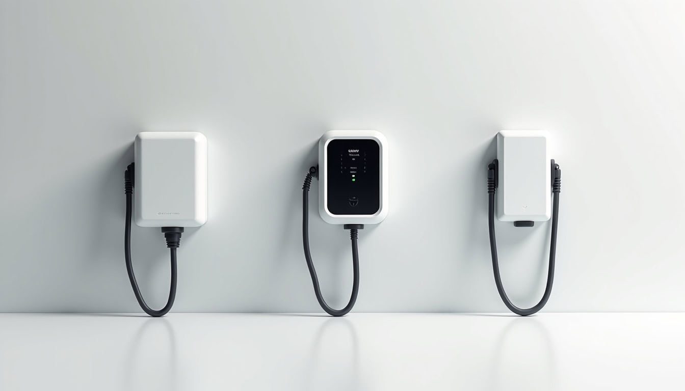 Comparaison visuelle des différents types de bornes de recharge pour véhicules électriques à Rives-Dervoises