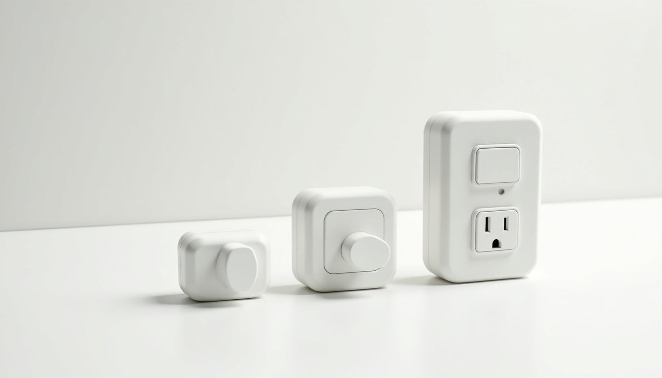 Comparaison visuelle des différents types de bornes de recharge pour véhicules électriques: prise renforcée, wallbox monophasée, wallbox triphasée