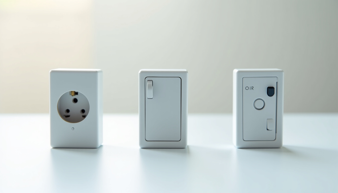 Comparaison visuelle des différents types de bornes de recharge: prise renforcée, wallbox murale, borne triphasée