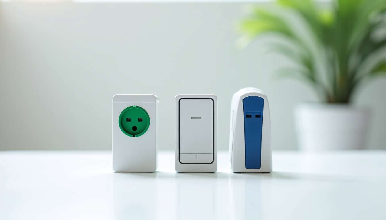 Comparaison visuelle des différents types de bornes de recharge: prise renforcée, wallbox standard, borne rapide