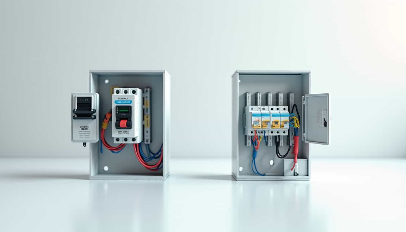 Comparaison visuelle entre une installation électrique correcte et une installation non conforme pour une borne de recharge