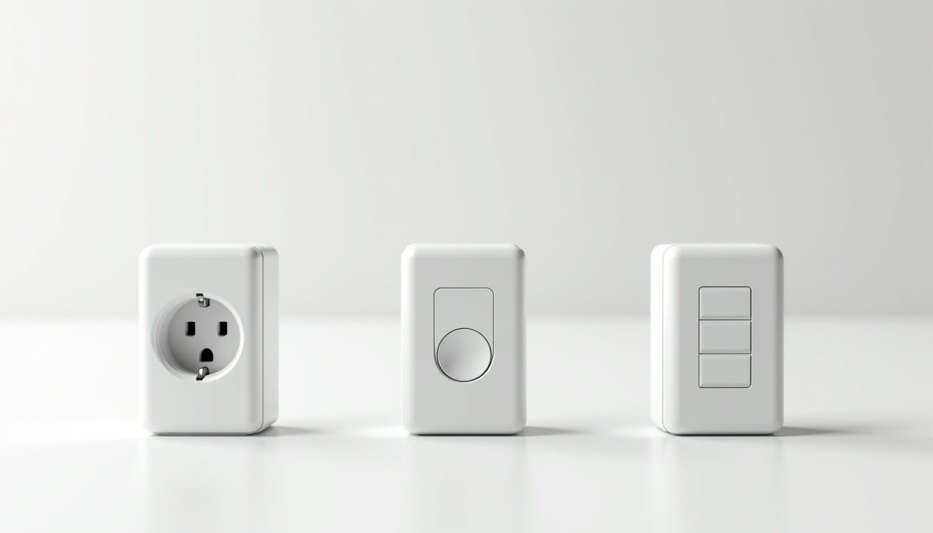 Comparatif visuel des différents types de bornes de recharge électrique: prise renforcée, wallbox monophasée, wallbox triphasée