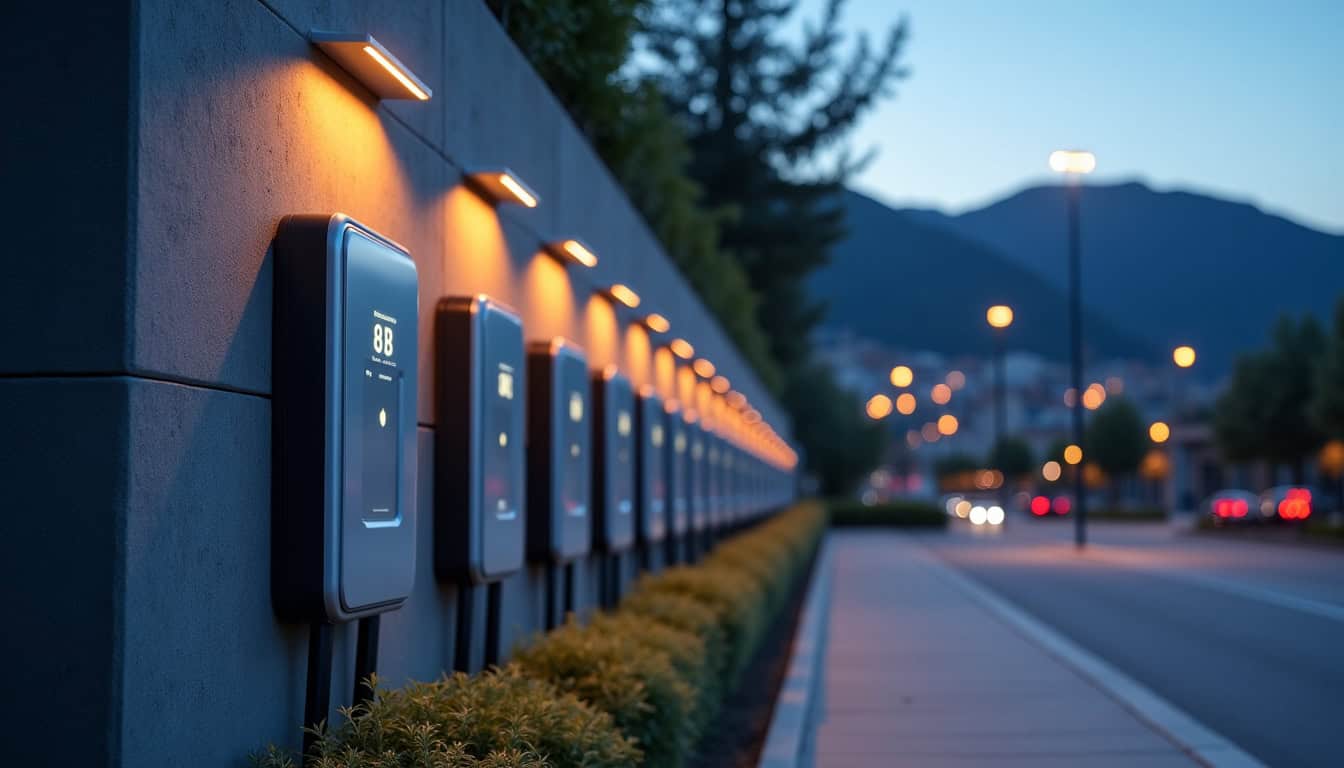 Différents modèles de bornes de recharge électrique installées à La Roche-sur-Foron
