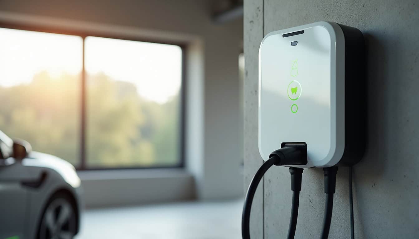 Différents modèles de bornes de recharge murales installées dans un garage à Septèmes-les-Vallons
