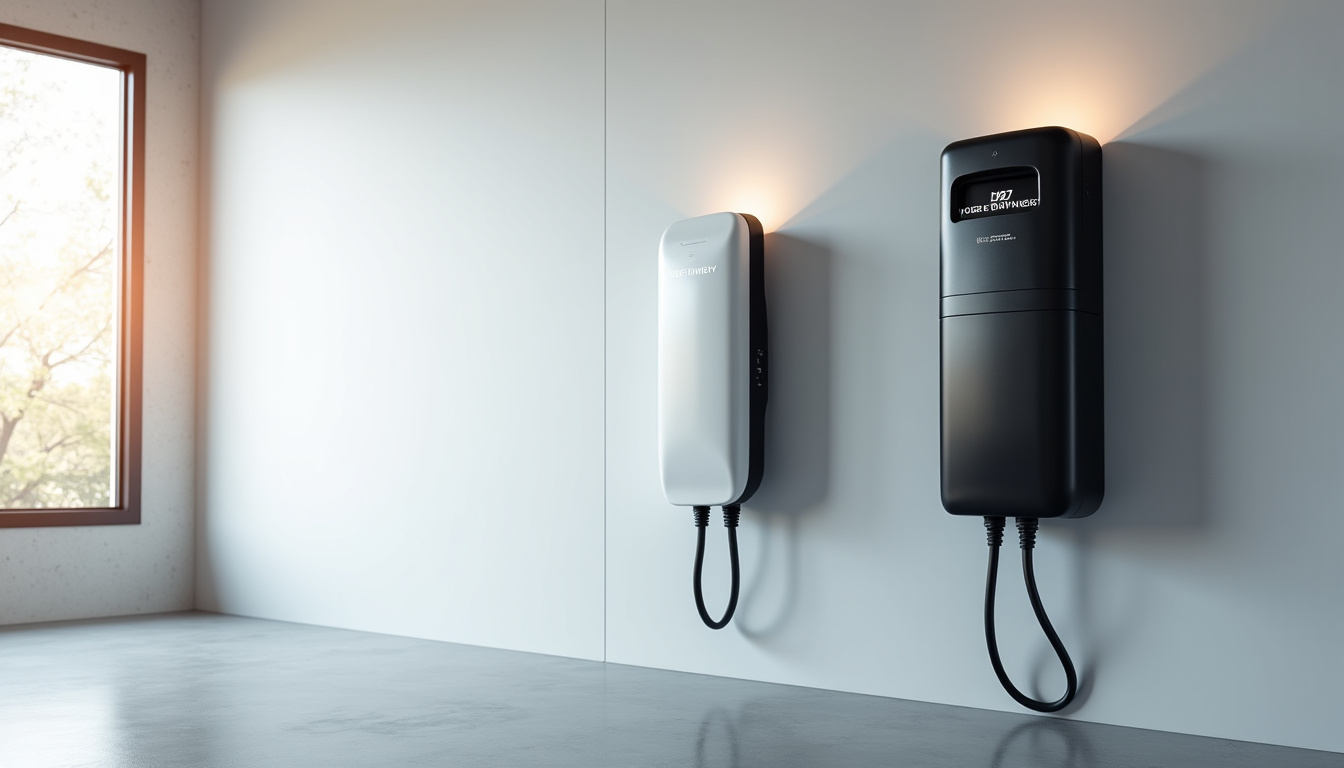 Différents modèles de bornes électriques murales pour véhicules électriques installées à l