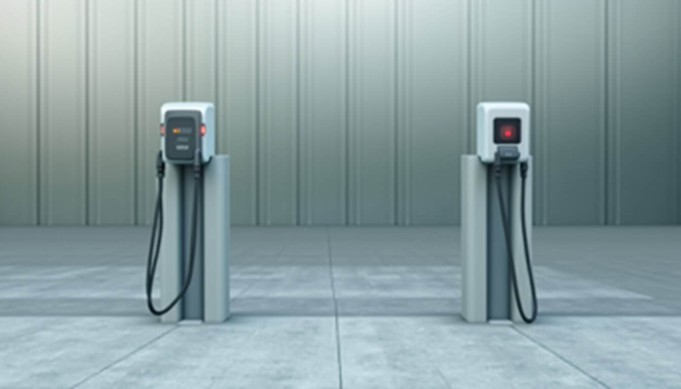 Différents types de bornes de recharge électrique installées en extérieur