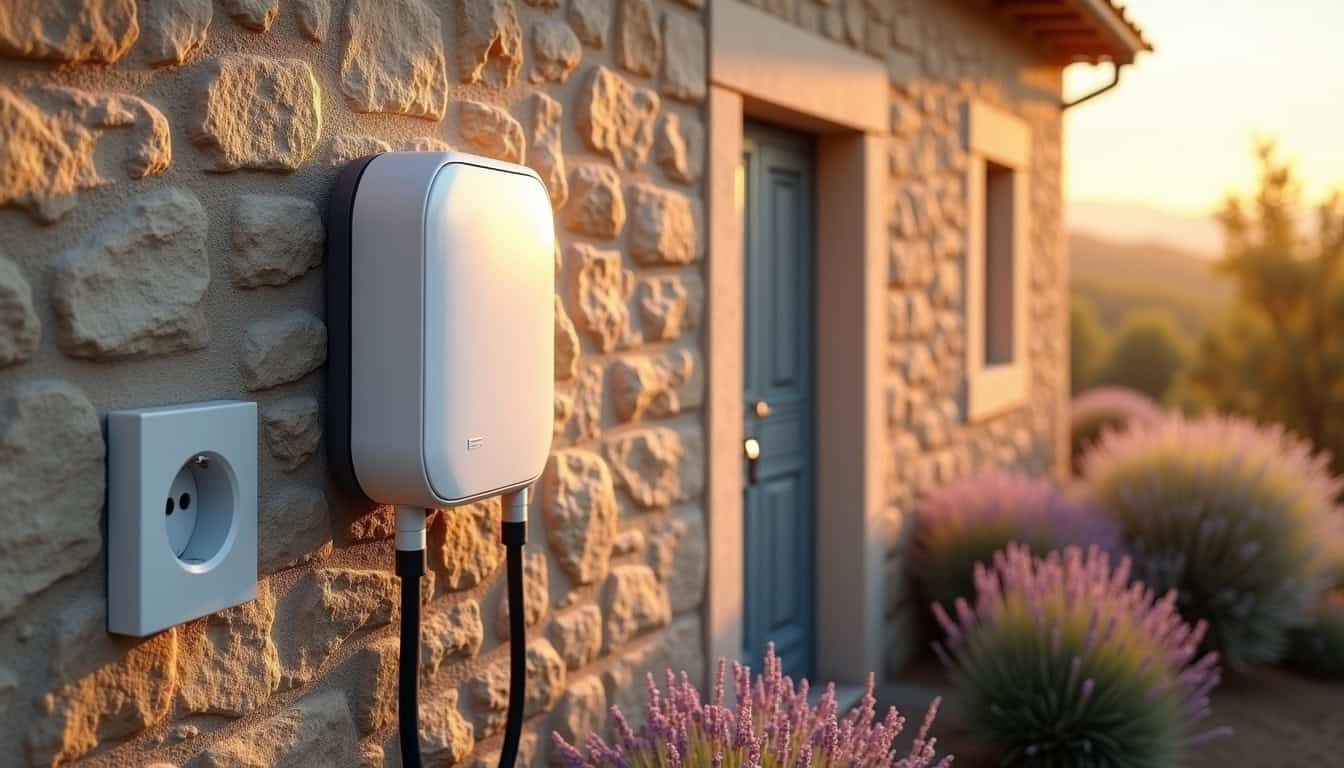 Différents types de bornes de recharge murales et prises renforcées installées à Malemort-du-Comtat