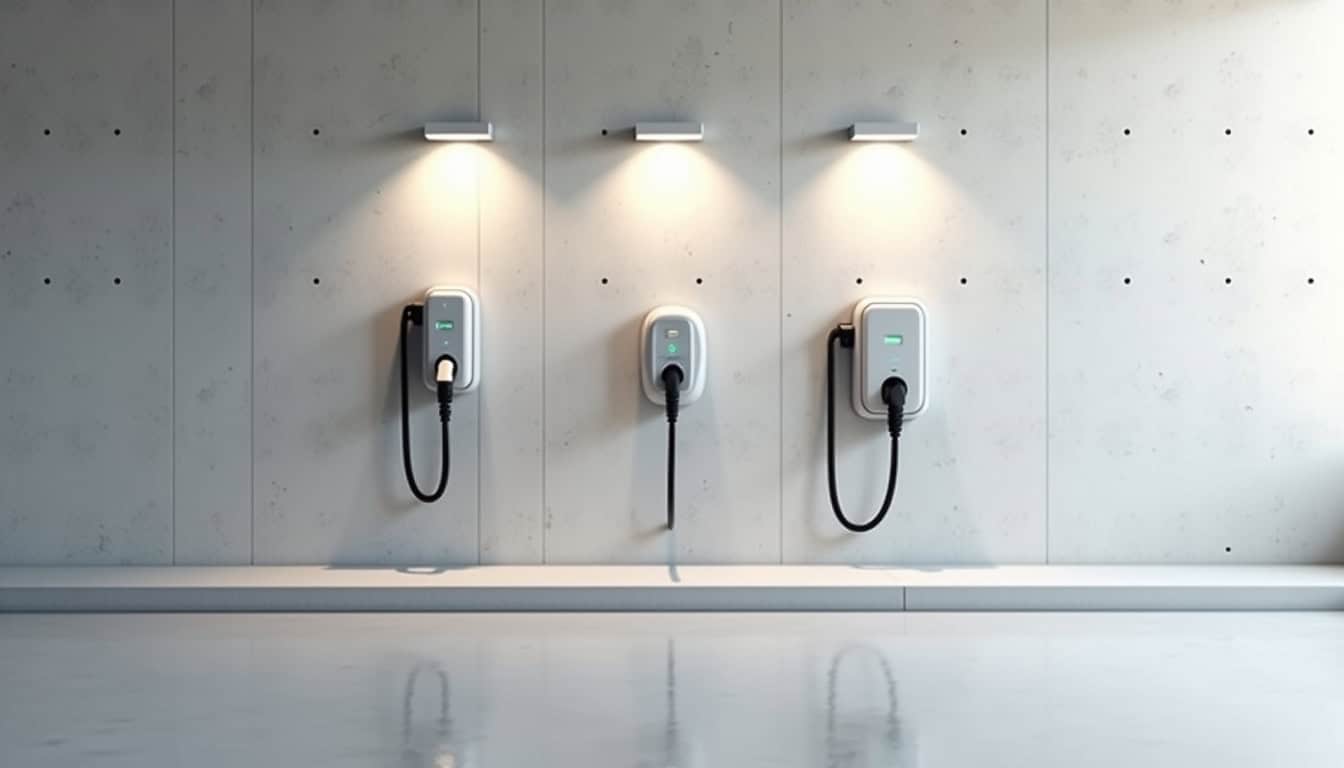 Différents types de bornes électriques exposés sur un mur
