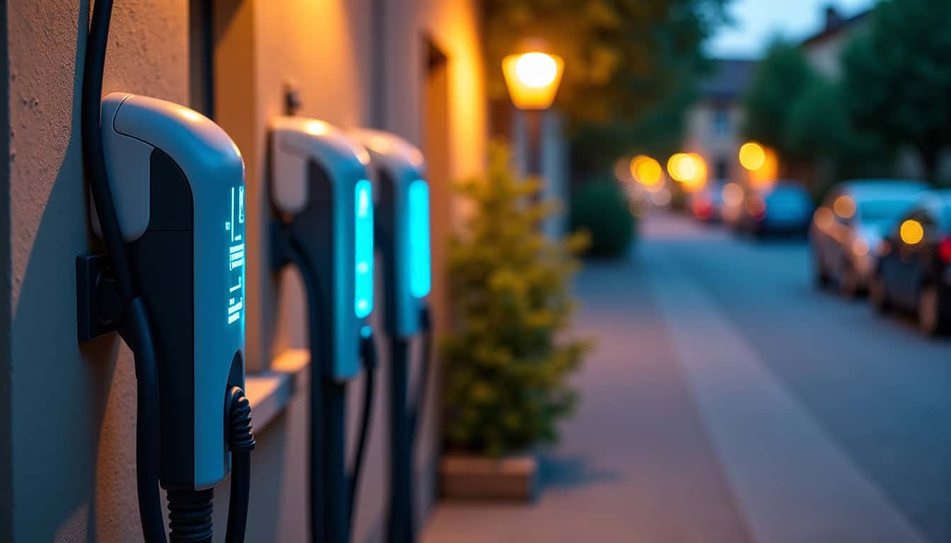 Différents types de bornes électriques installées à côté d