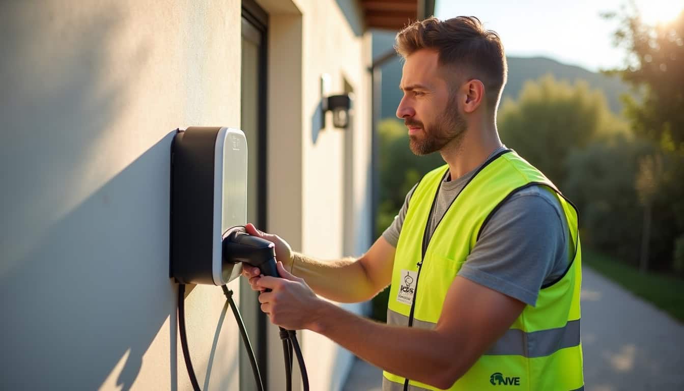 Électricien certifié IRVE en intervention pour installation d