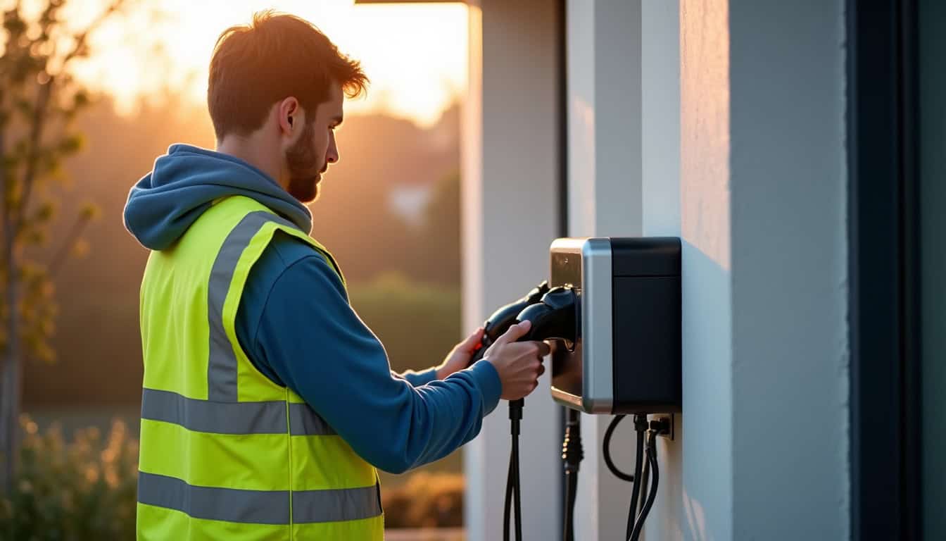 Électricien certifié IRVE en train d