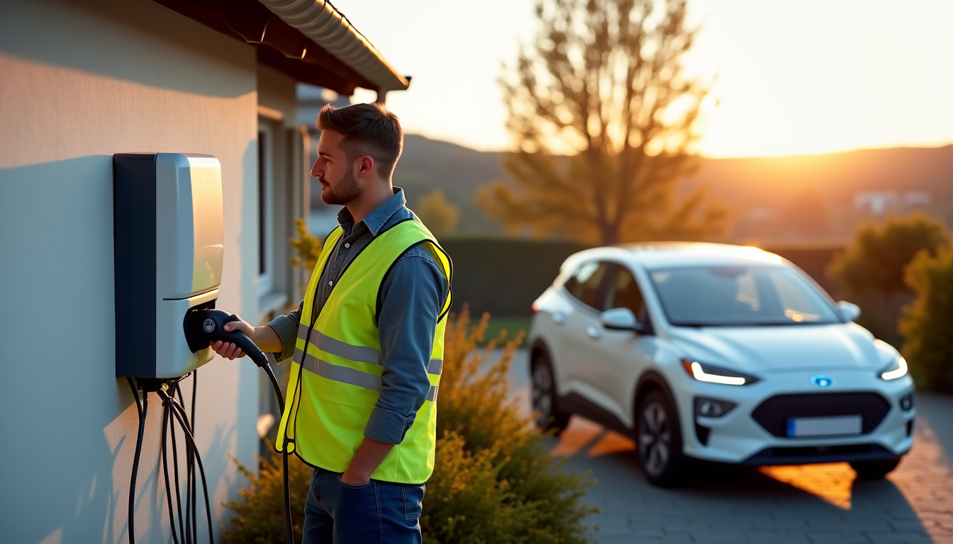 Électricien certifié IRVE en train d
