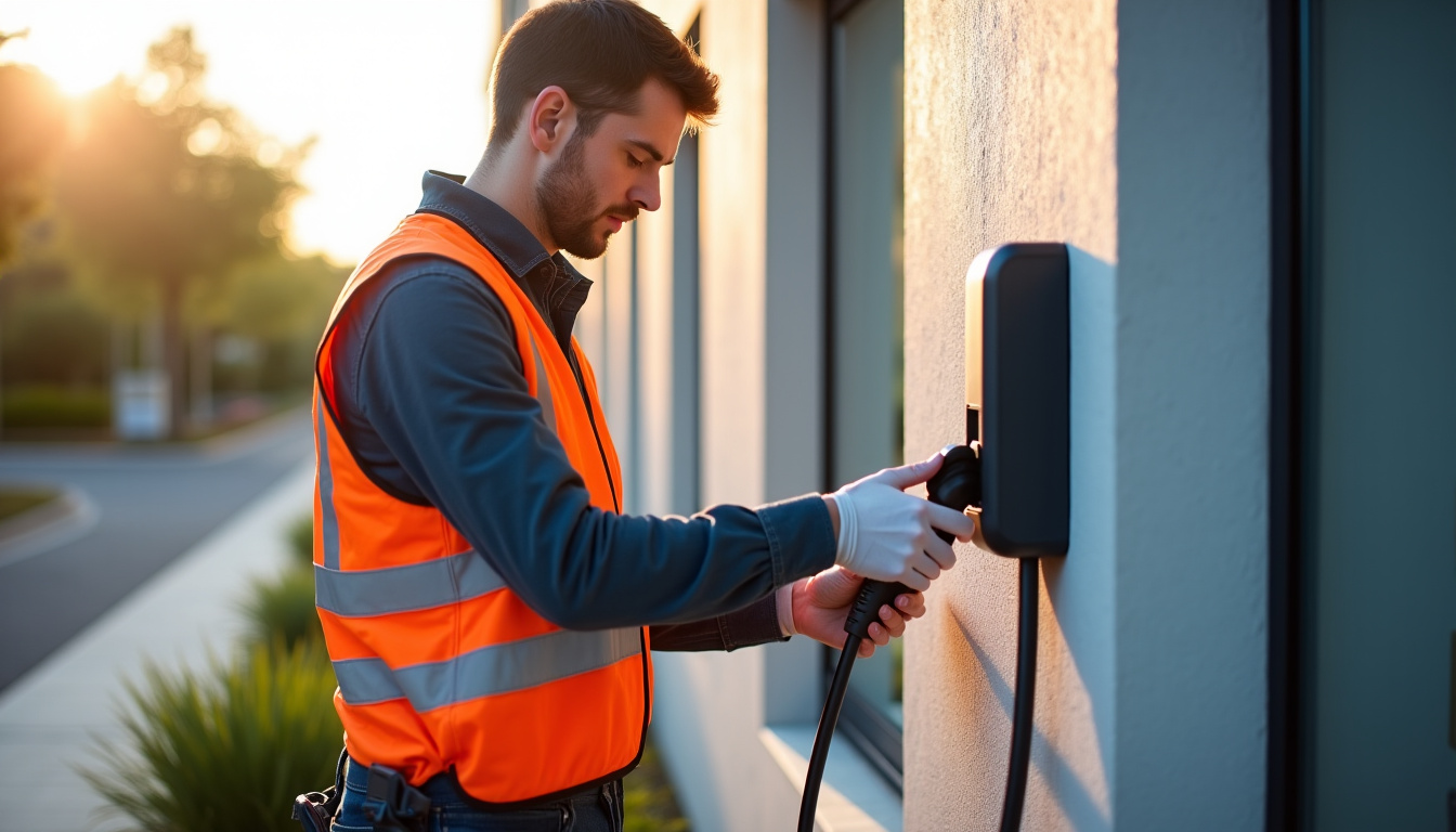 Électricien certifié IRVE en train d