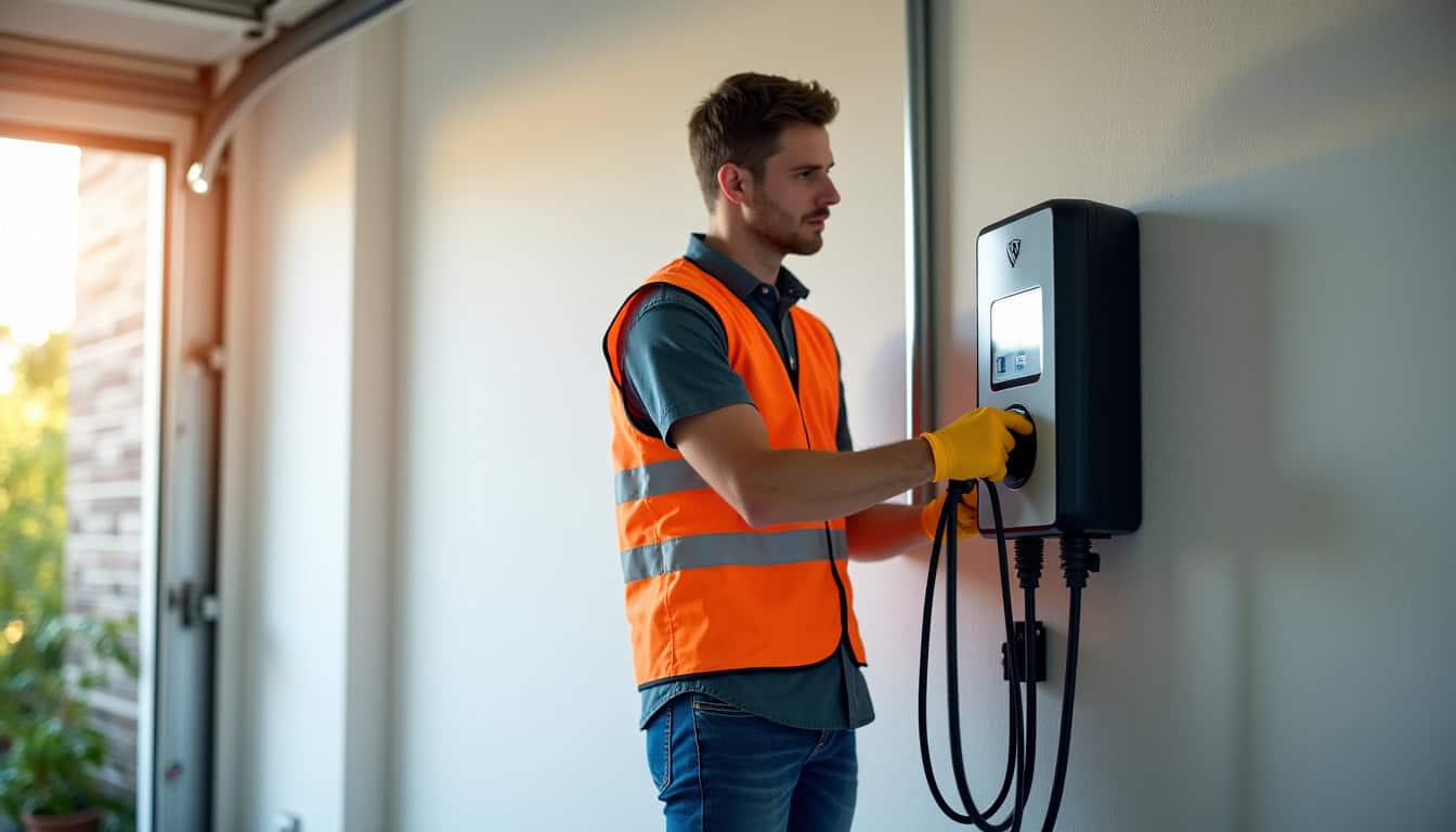 Électricien certifié IRVE en train d