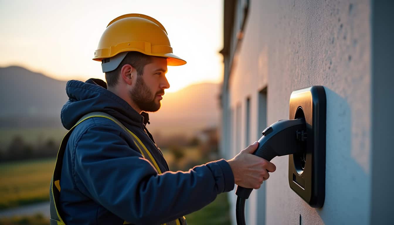 Électricien certifié IRVE en train d
