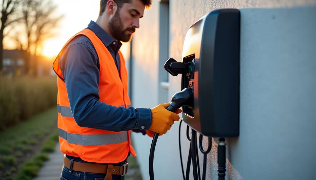 Électricien certifié IRVE en train d