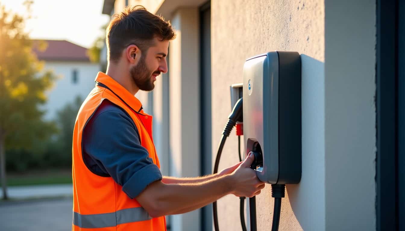 Électricien certifié IRVE en train d