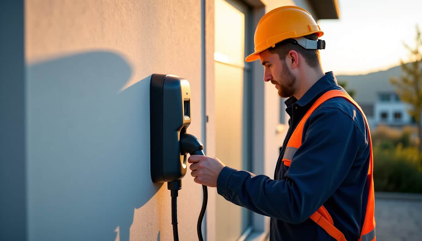 Électricien certifié IRVE en train d