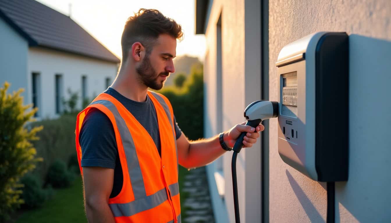 Électricien certifié IRVE en train d