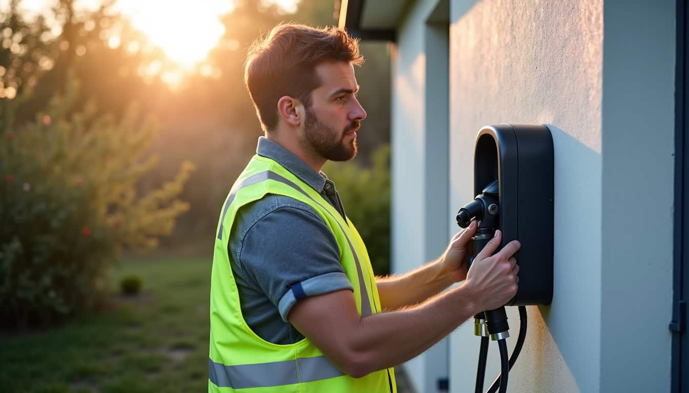 Électricien certifié IRVE en train d