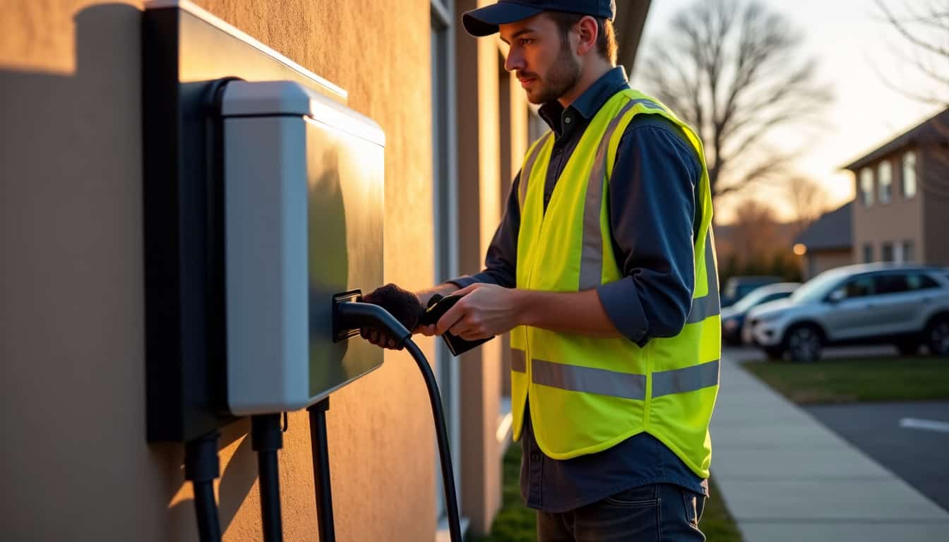 Électricien certifié IRVE en train d
