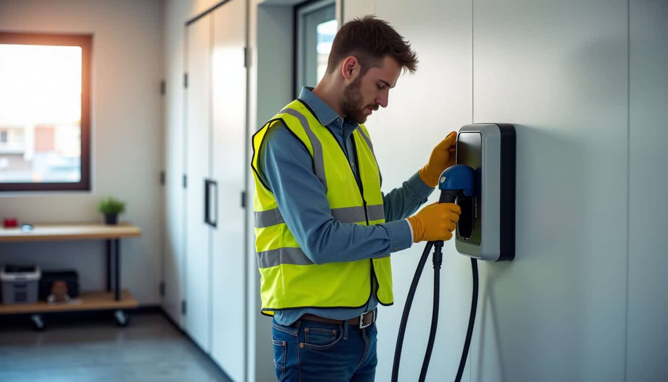 Électricien certifié IRVE en train d