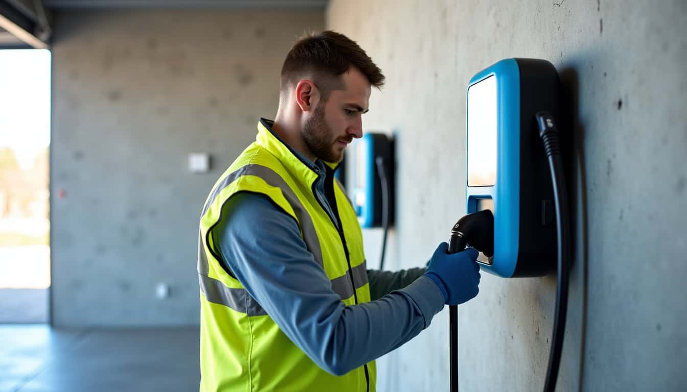 Électricien certifié IRVE en train d