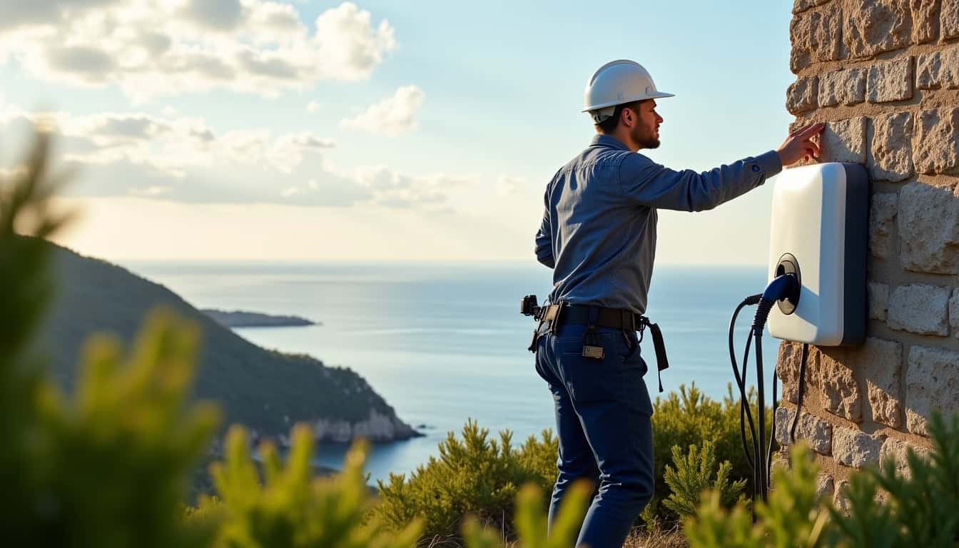 Électricien certifié IRVE en train d