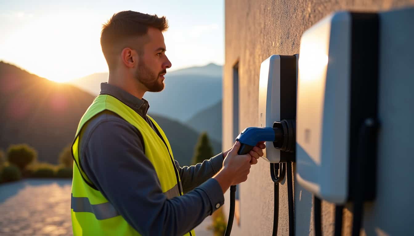 Électricien certifié IRVE en train d