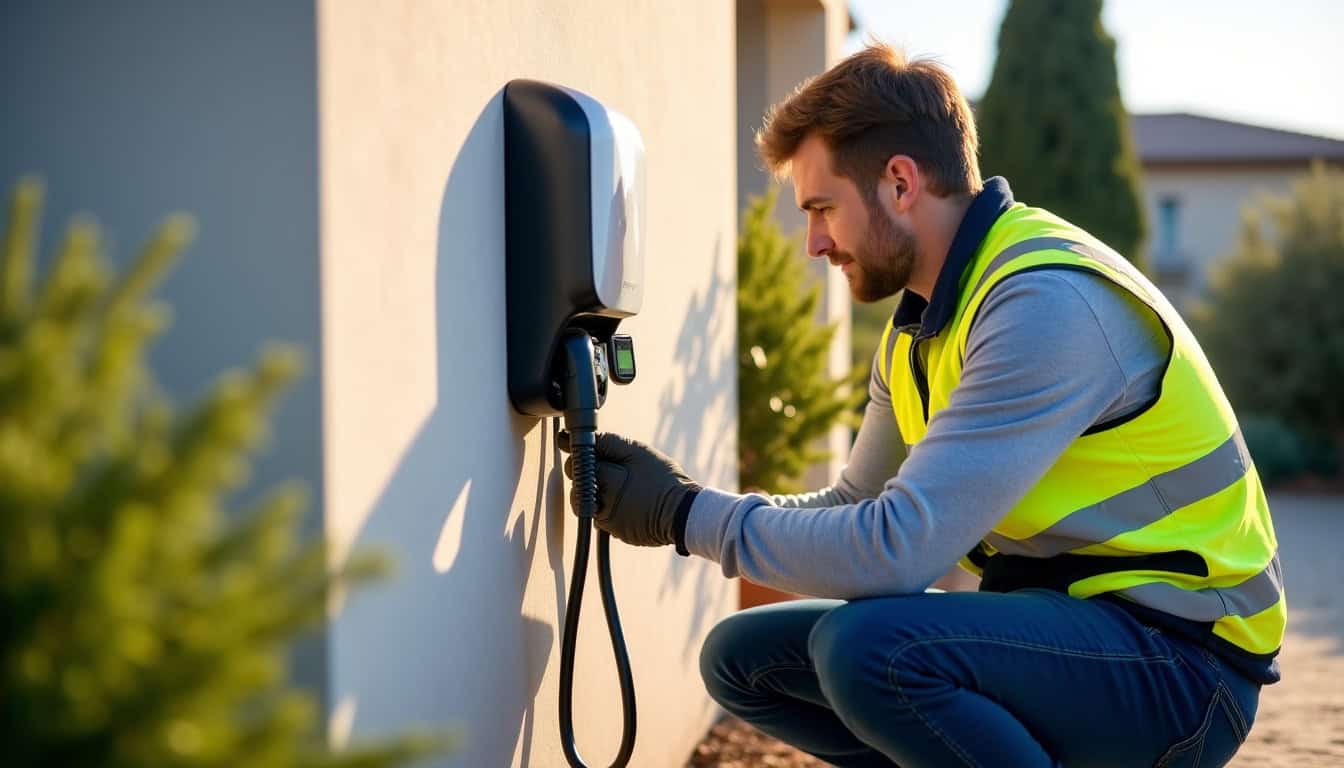 Électricien certifié IRVE en train d