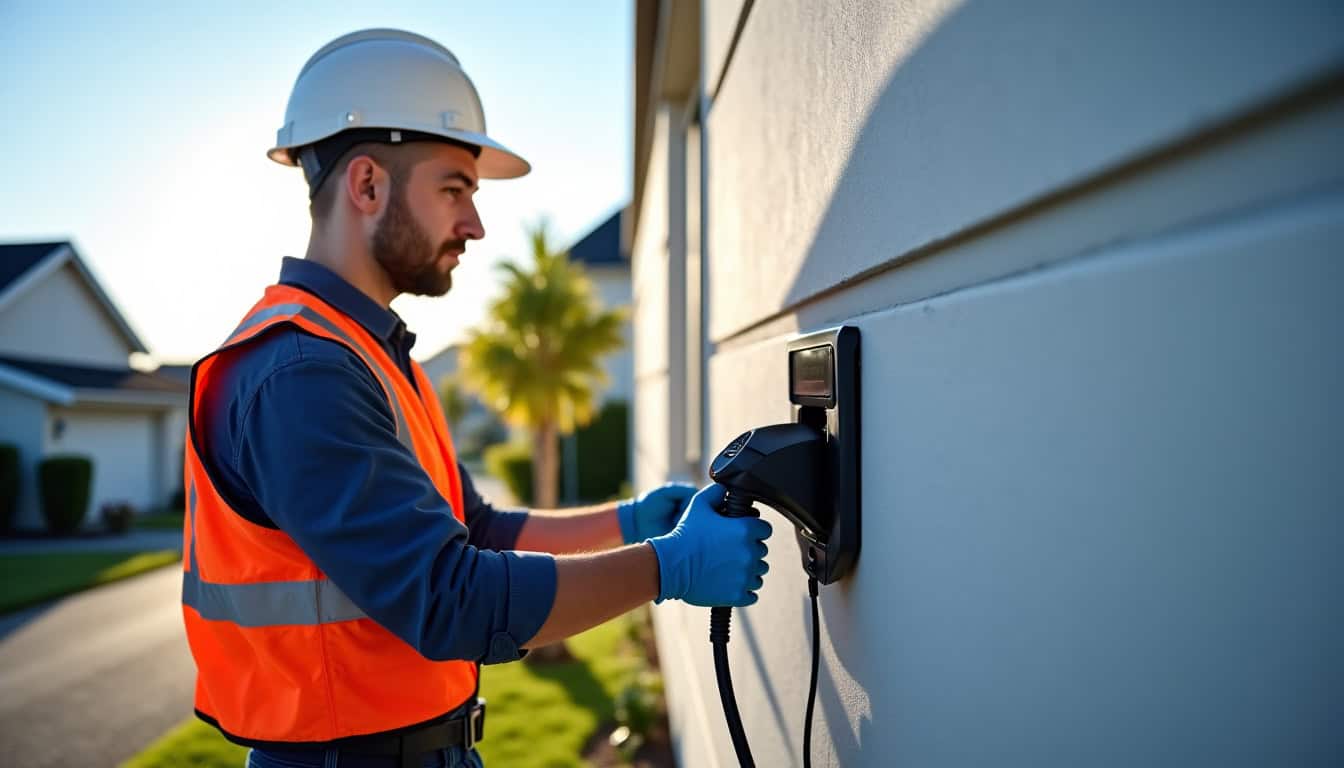 Électricien certifié IRVE en train d