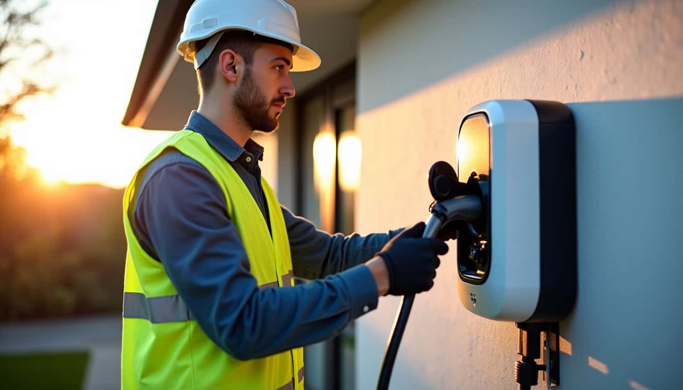 Électricien certifié IRVE en train d