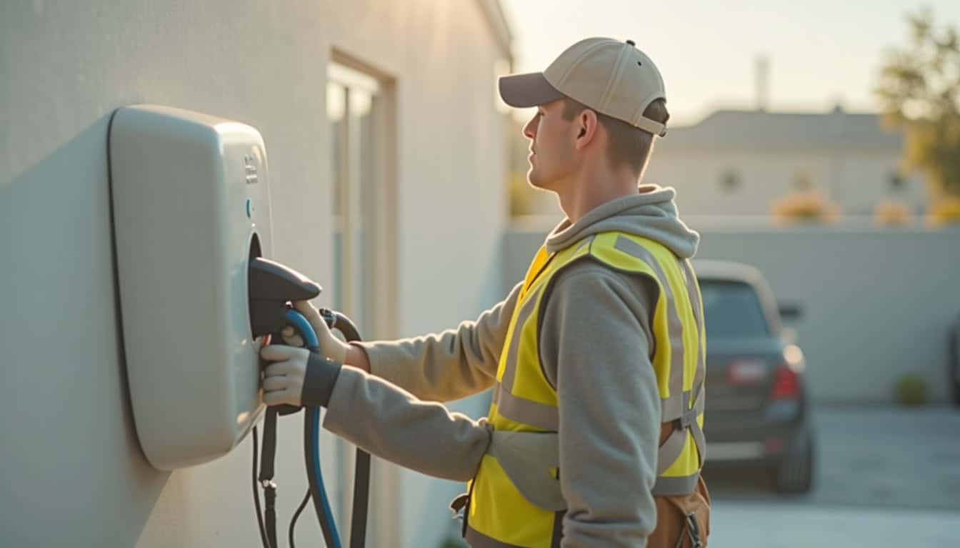 Électricien certifié IRVE en train d