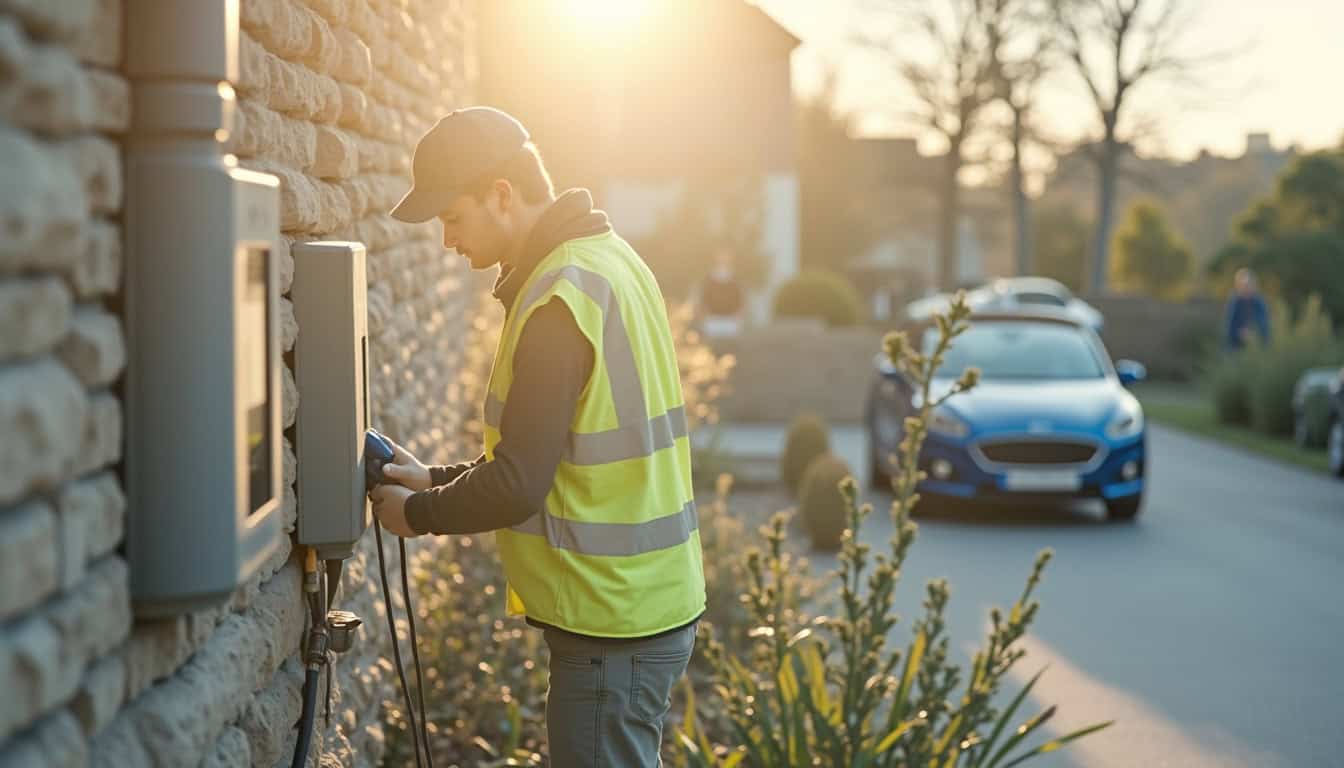 Électricien certifié IRVE en train d