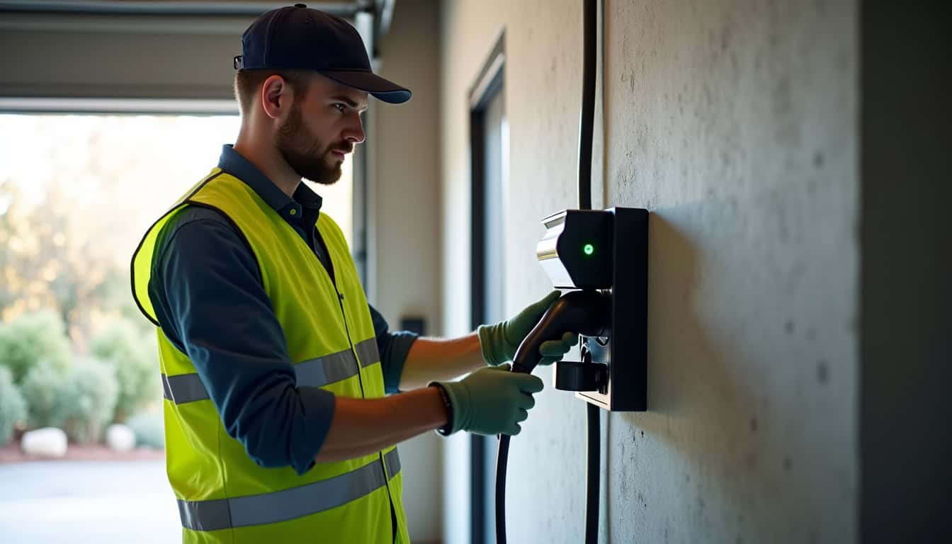 Électricien certifié IRVE en train d